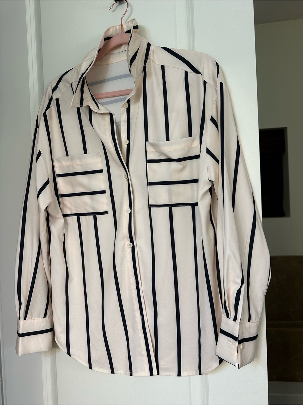 Striped Black/Cream Shorts & Button Up Set - Picture 12 of 16
